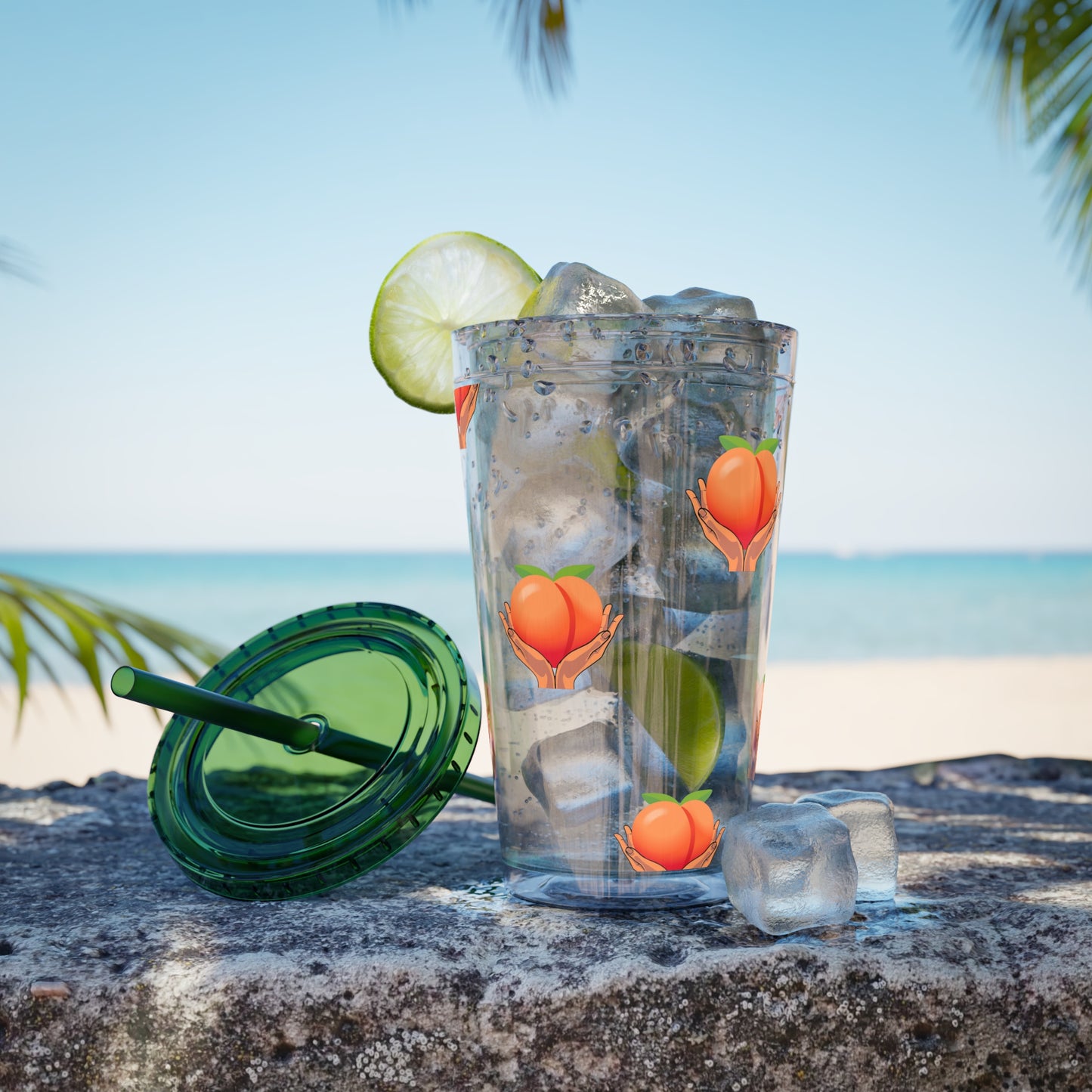 Peaches 🍑 Tumbler with Straw, 16oz