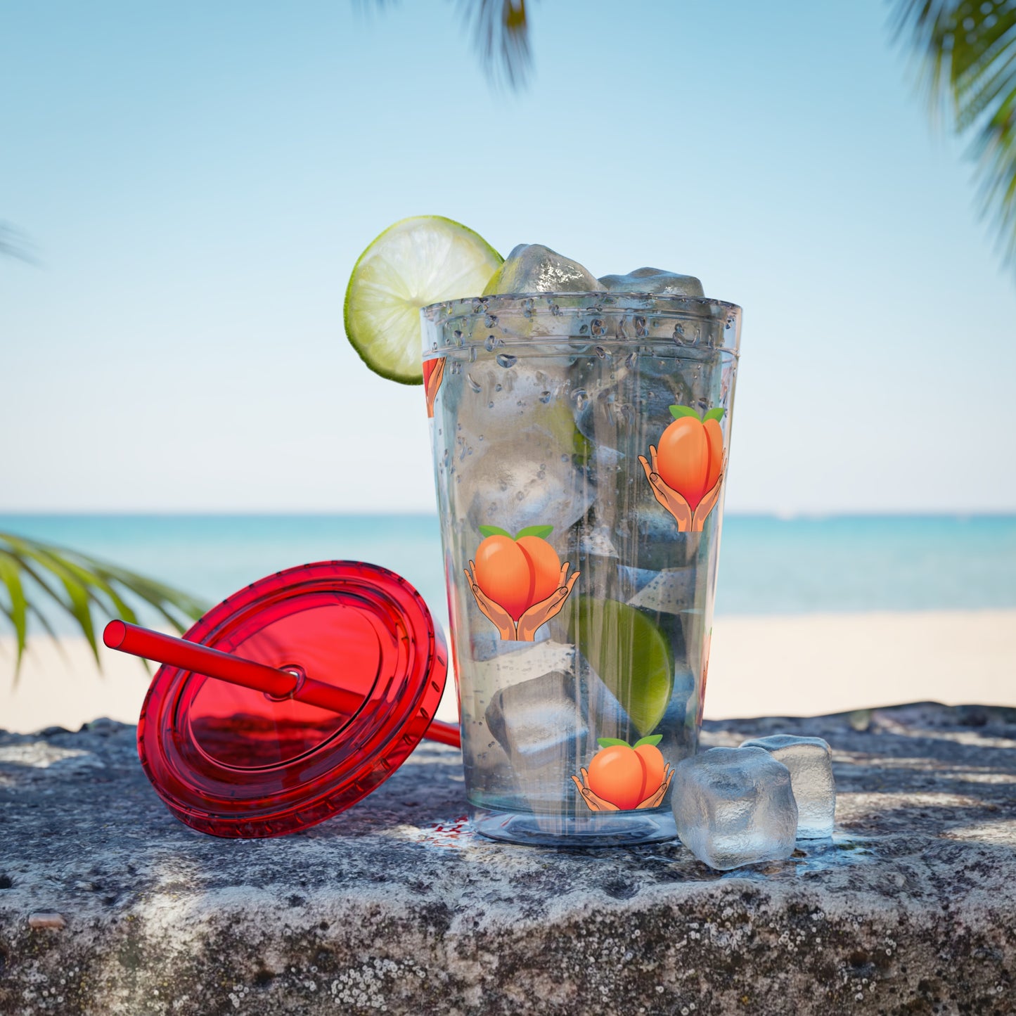 Peaches 🍑 Tumbler with Straw, 16oz