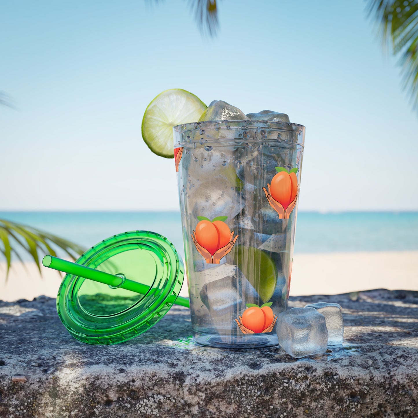 Peaches 🍑 Tumbler with Straw, 16oz