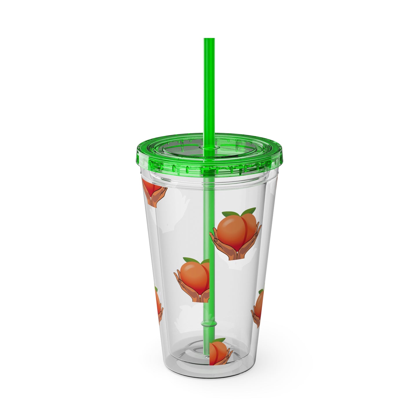 Peaches 🍑 Tumbler with Straw, 16oz