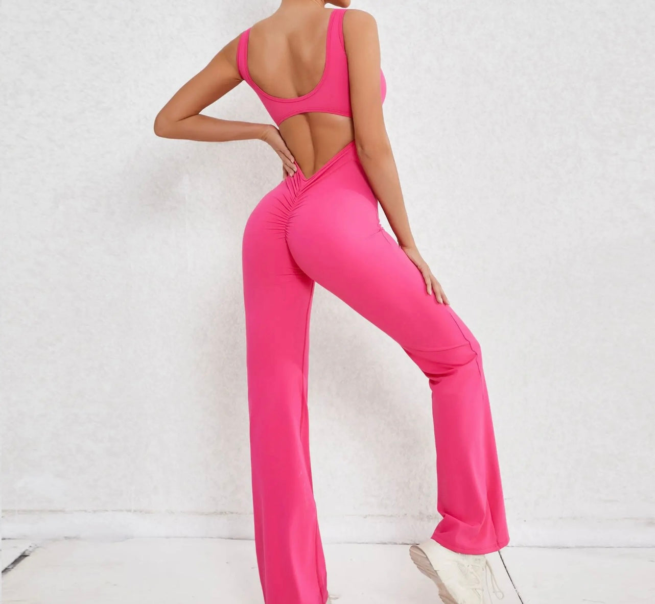 Bell Bottom V-Scrunch Jumpsuit/Romper