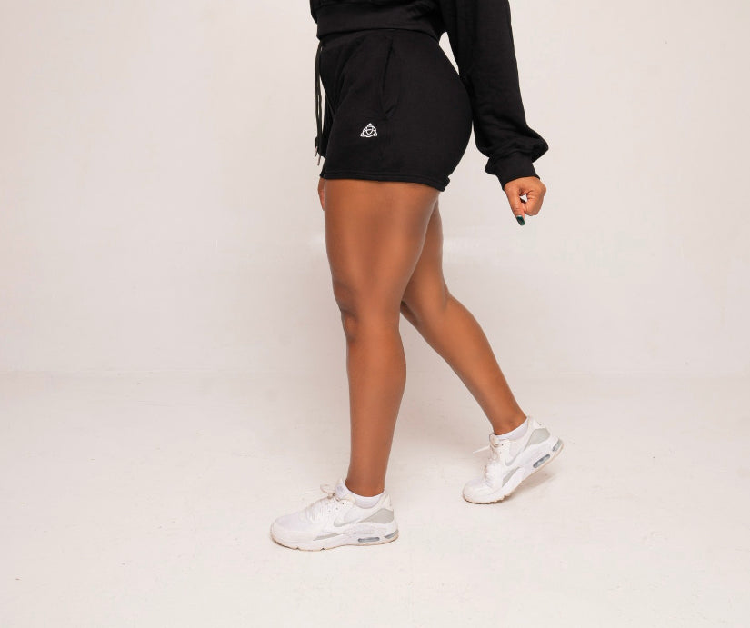 V- Neck Long Sleeve Crop Sweater / Matching Shorts